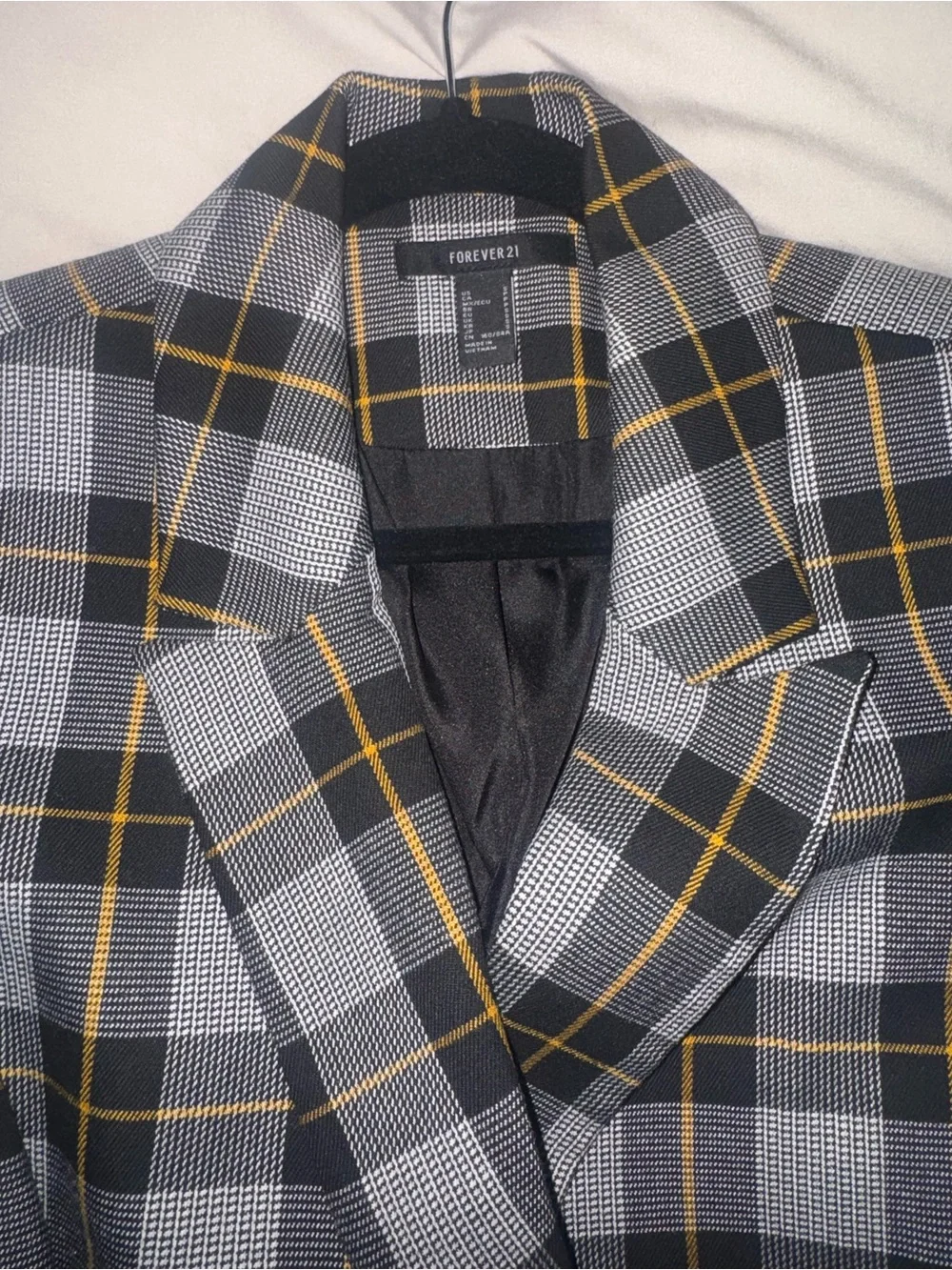 Double-Breasted Plaid Blazer Jacket